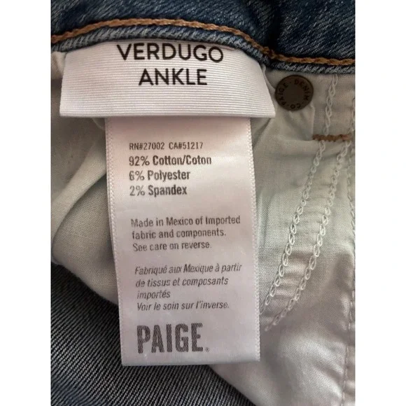 Paige Jeans Womens Size 27 Blue Verdugo Ankle Raw Hem mid rise skinny - Picture 6 of 11